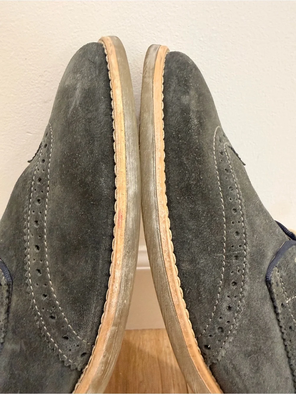 Johnston & Murphy Gray Suede Wingtip Sneakers with Tan Accents